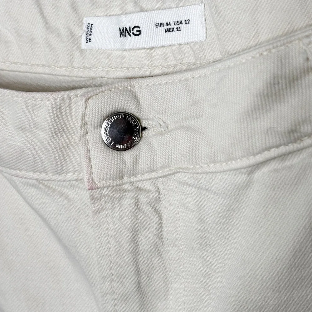 MNG Cream Denim Bermuda Shorts Women‎ Size 12 Wide Leg Culotte Jeans - Picture 4 of 10